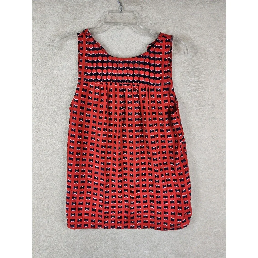 Cynthia Rowley Women's Bow Tie Sleeveless Pleated Blouse Top Size S